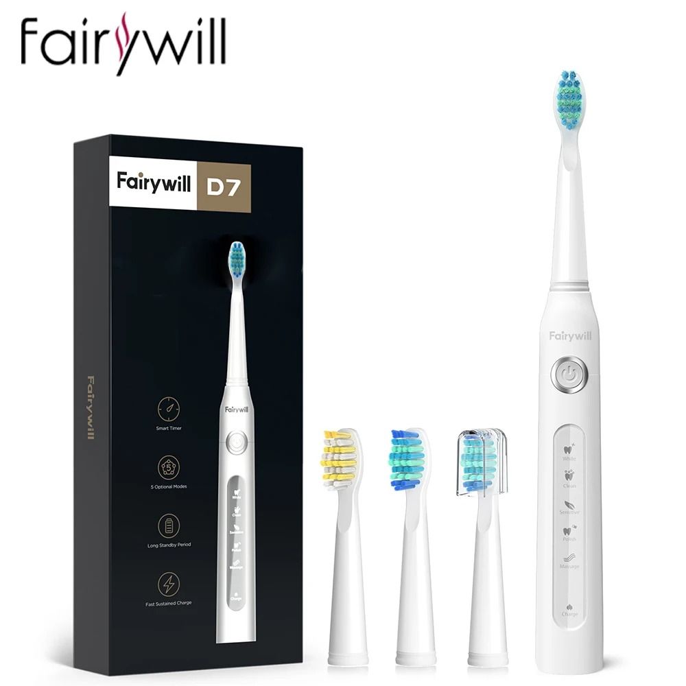 Electric Sonic Toothbrush USB Rechargeable Waterproof Toothbrush With Replacement Heads 8
