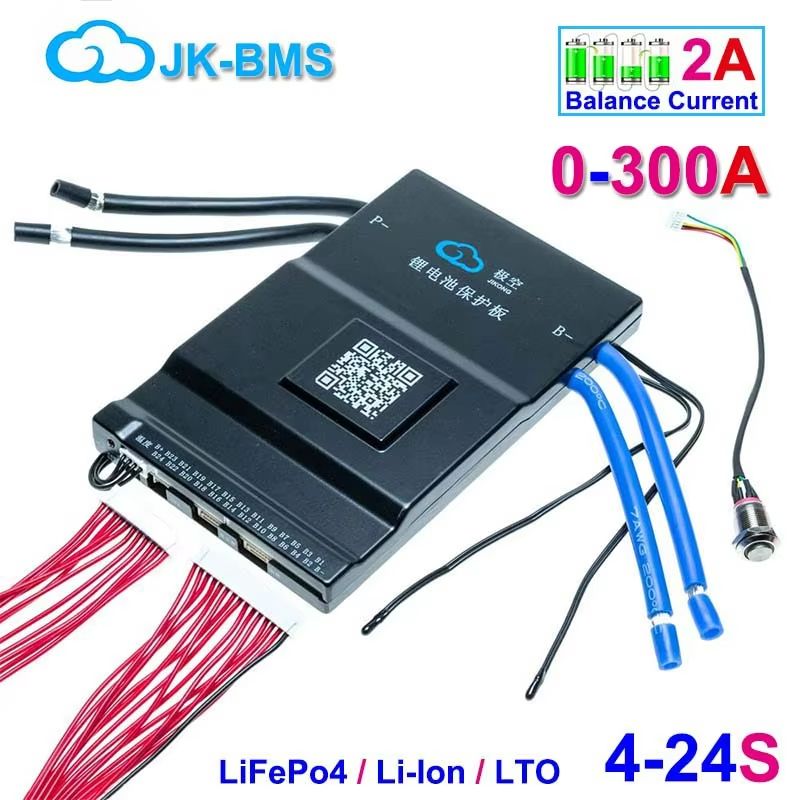 JiKong Smart Bluetooth BMS – Active Balance Battery Management System for Li-Ion, LiFePO4 & LTO (12V–48V, 200A–300A)