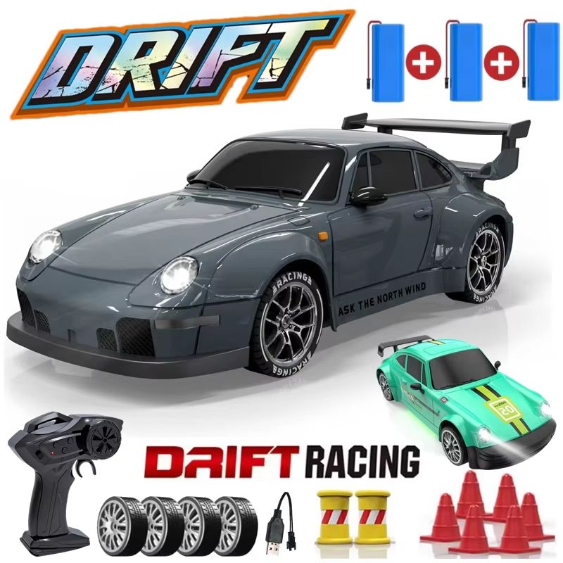 4WD RC Drift Car with LED Lights – High Speed 2.4G Remote Control Racing Car Toy