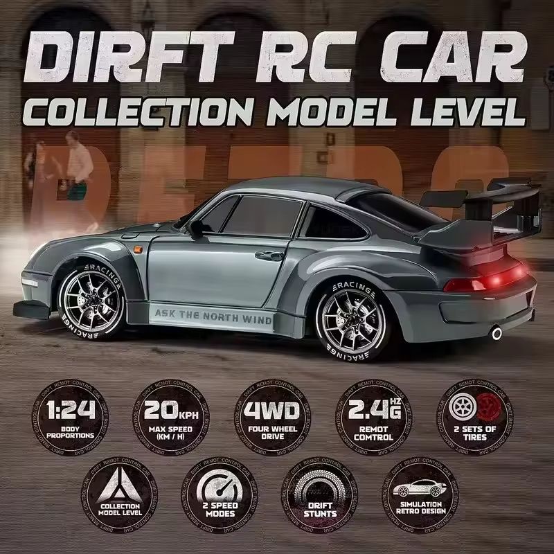 4WD RC Drift Car With LED Lights  High Speed 24G Remote Control Racing Car Toy 1