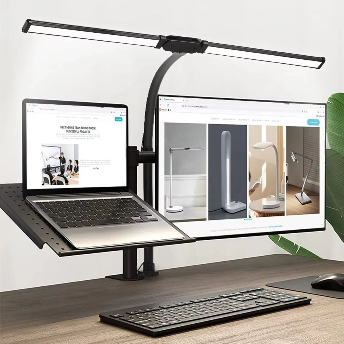 Adjustable LED Clip Desk Lamp – Dimmable Double & Single Head Table Light for Office, Computer, and Reading