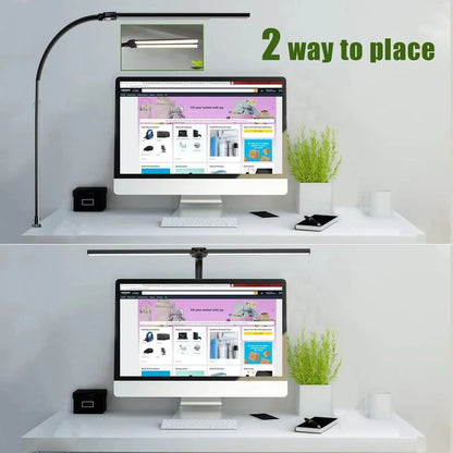 Adjustable LED Clip Desk Lamp  Dimmable Double  Single Head Table Light For Office Computer And Rea 2