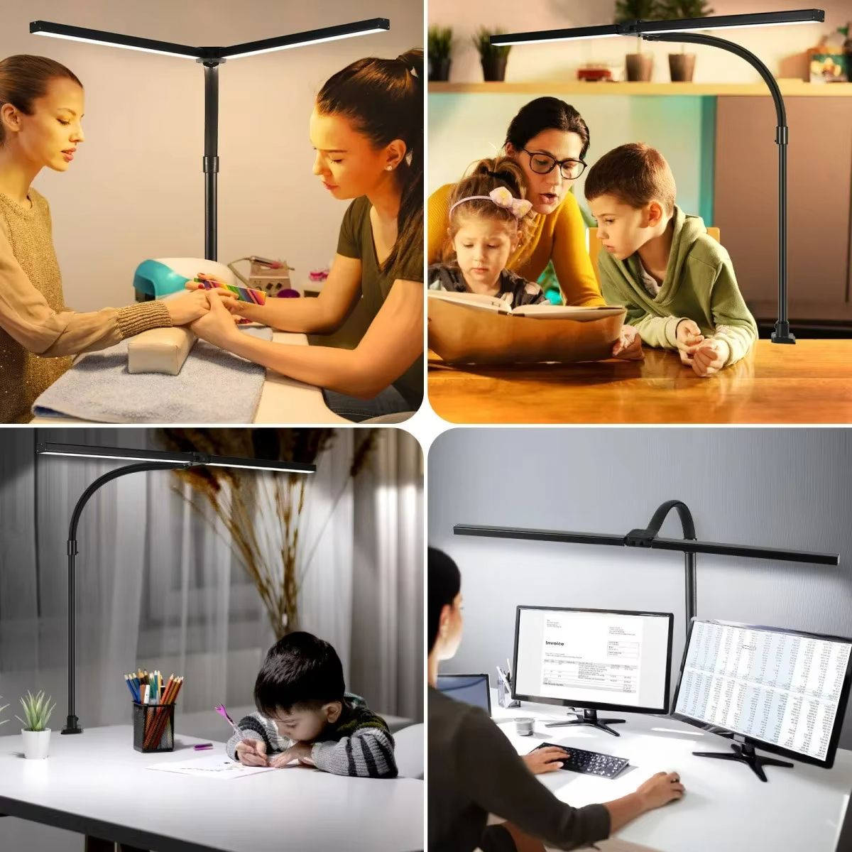 Adjustable LED Clip Desk Lamp  Dimmable Double  Single Head Table Light For Office Computer And Rea 5