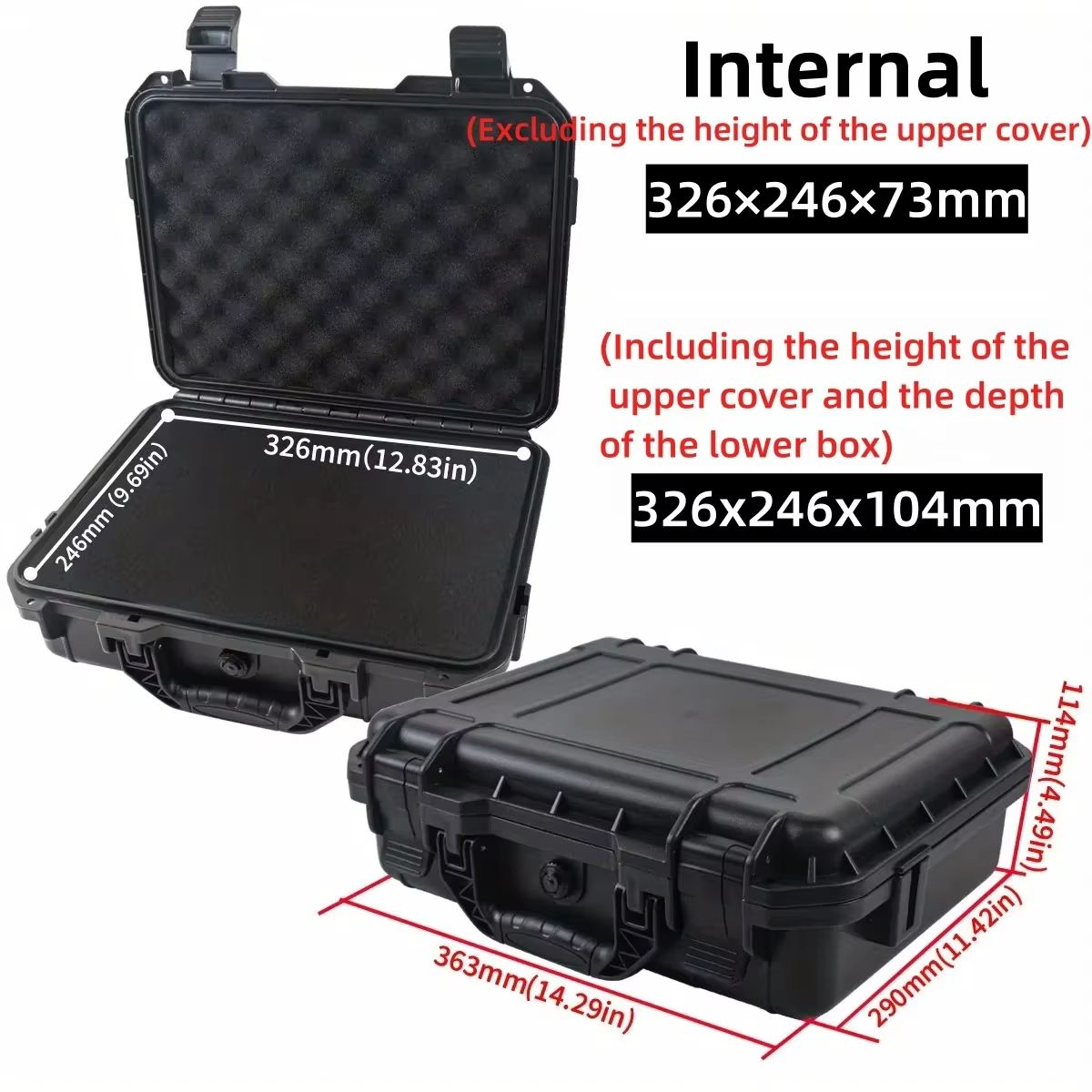 Waterproof Hard Carry Case With PreCut Foam  Protective Storage Box And Tool Organizer 12