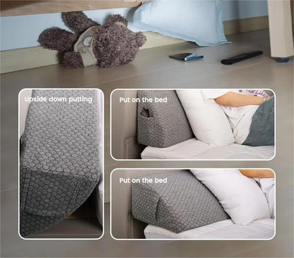 Memory Foam Bed Gap Filler Wedge Pillow With Side Pockets 2