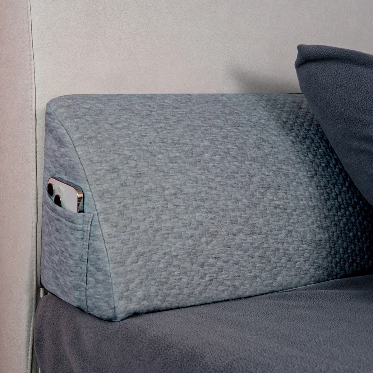 Memory Foam Bed Gap Filler Wedge Pillow With Side Pockets 6