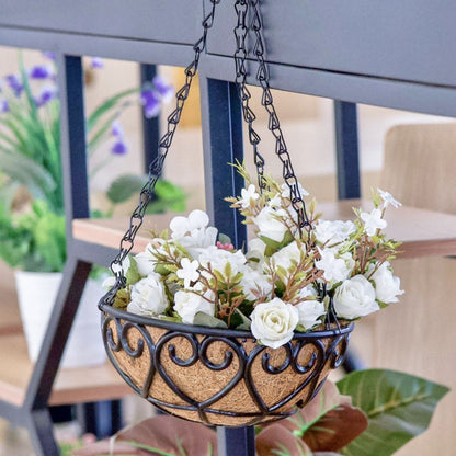 European Creative Coconut Brown Round Iron Chain Hanging Basket for Fleshy Green Plants, Chlorophytum Comosum