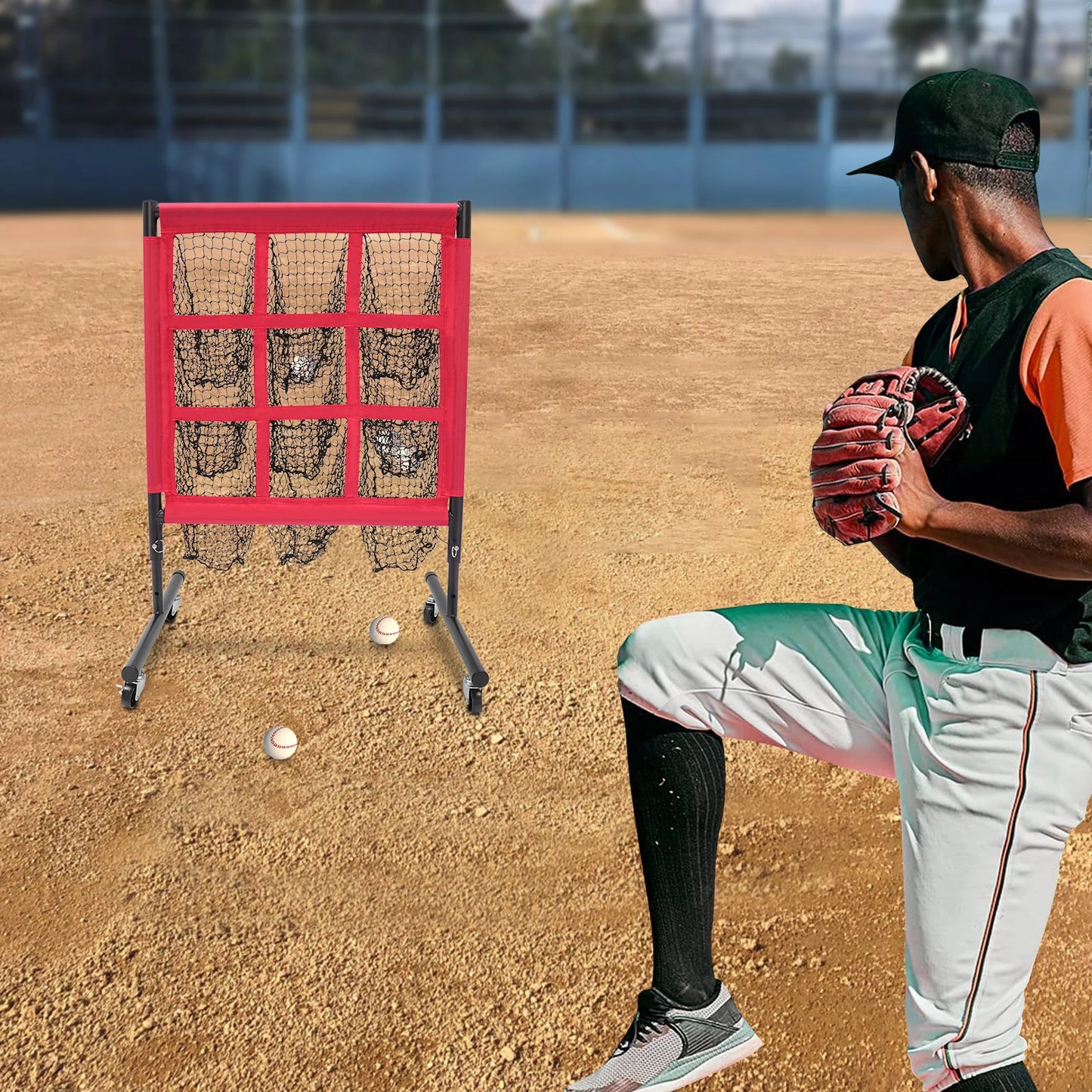 Golf Training Cage Nets for Backyard, Swing Practice Hitting Net with 9 Hole Target Sheet, Driving Range Practice