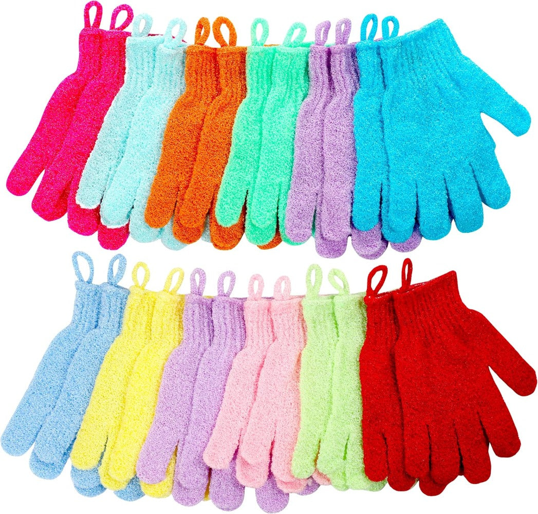 Exfoliating Bath Gloves, Beauty Spa Massage Skin Shower Gel Body Scrub Gloves with Loops, Multi-Color Spa Essentials