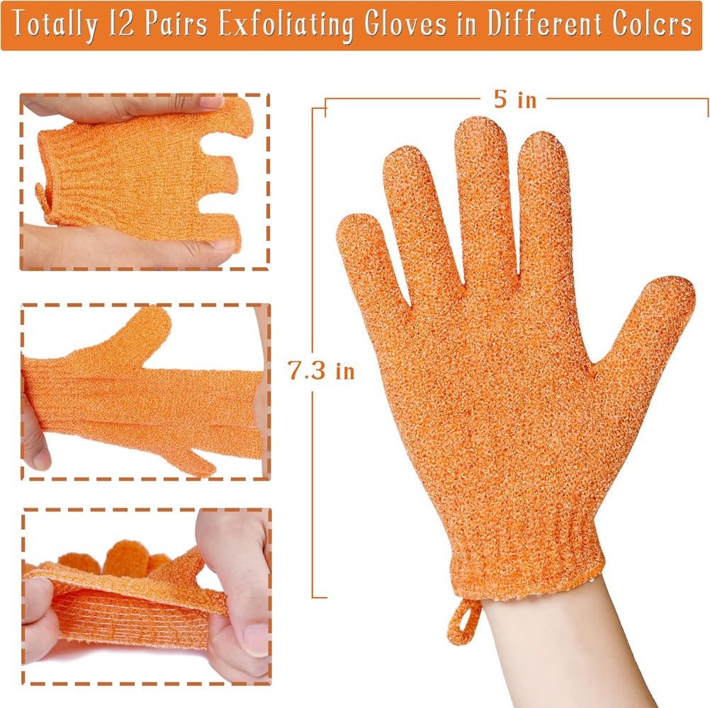 Exfoliating Bath Gloves Beauty Spa Massage Skin Shower Gel Body Scrub Gloves With Loops MultiColor  4