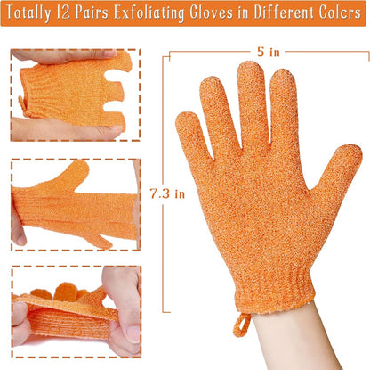 Exfoliating Bath Gloves Beauty Spa Massage Skin Shower Gel Body Scrub Gloves With Loops MultiColor  4