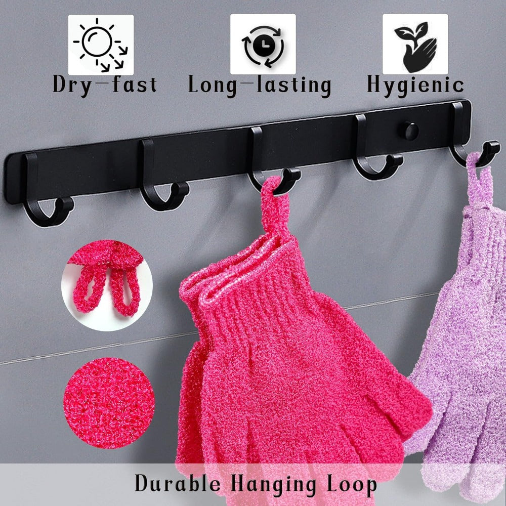 Exfoliating Bath Gloves Beauty Spa Massage Skin Shower Gel Body Scrub Gloves With Loops MultiColor  3