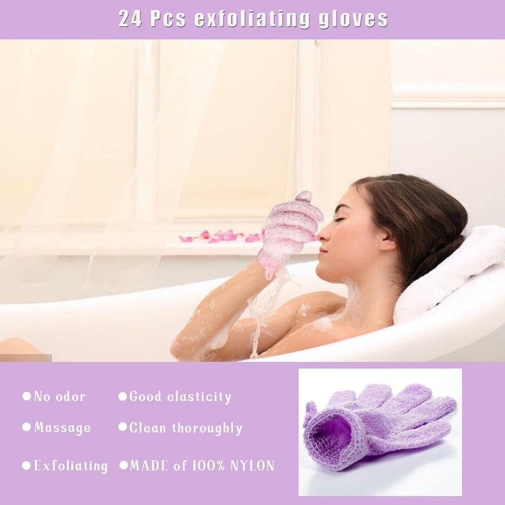 Exfoliating Bath Gloves Beauty Spa Massage Skin Shower Gel Body Scrub Gloves With Loops MultiColor  2