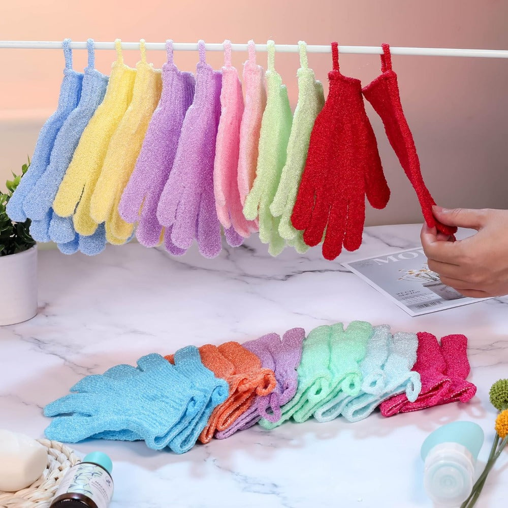 Exfoliating Bath Gloves Beauty Spa Massage Skin Shower Gel Body Scrub Gloves With Loops MultiColor  5