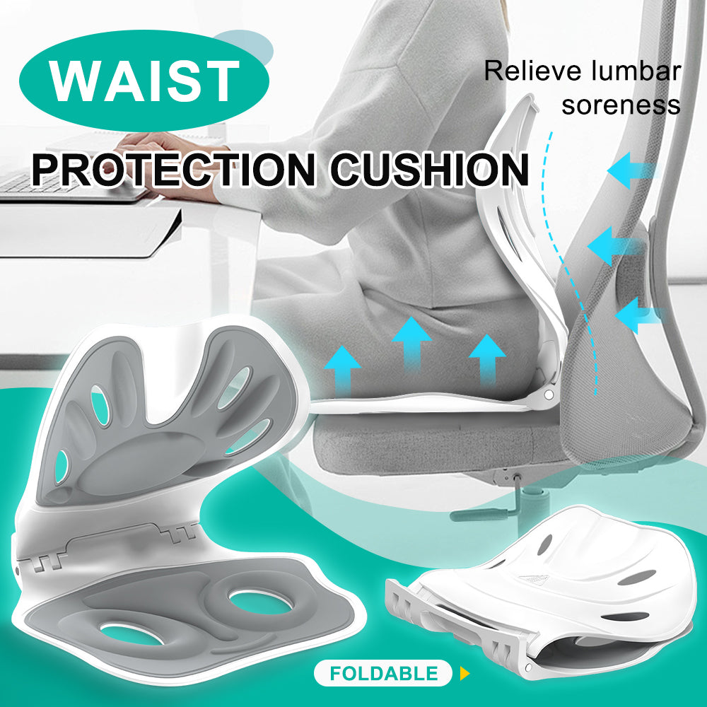 Ergonomic Chair Waist Back Support Cushion, Foldable Portable Posture Corrector for Office Chairs and Car Seats