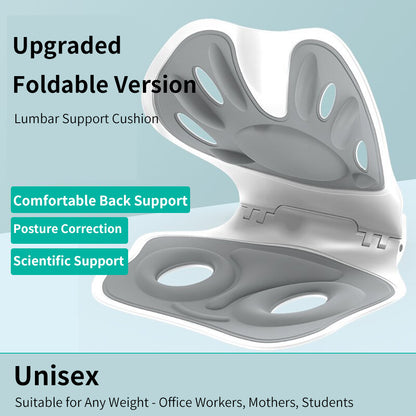 Ergonomic Chair Waist Back Support Cushion, Foldable Portable Posture Corrector for Office Chairs and Car Seats