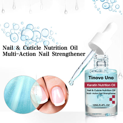 Tinovo Uno Keratin Nail Cuticle Oil, 12ml Nutrient Nail Strengthener, Nail Revitalizer Serum for Repair Care Nails Feet