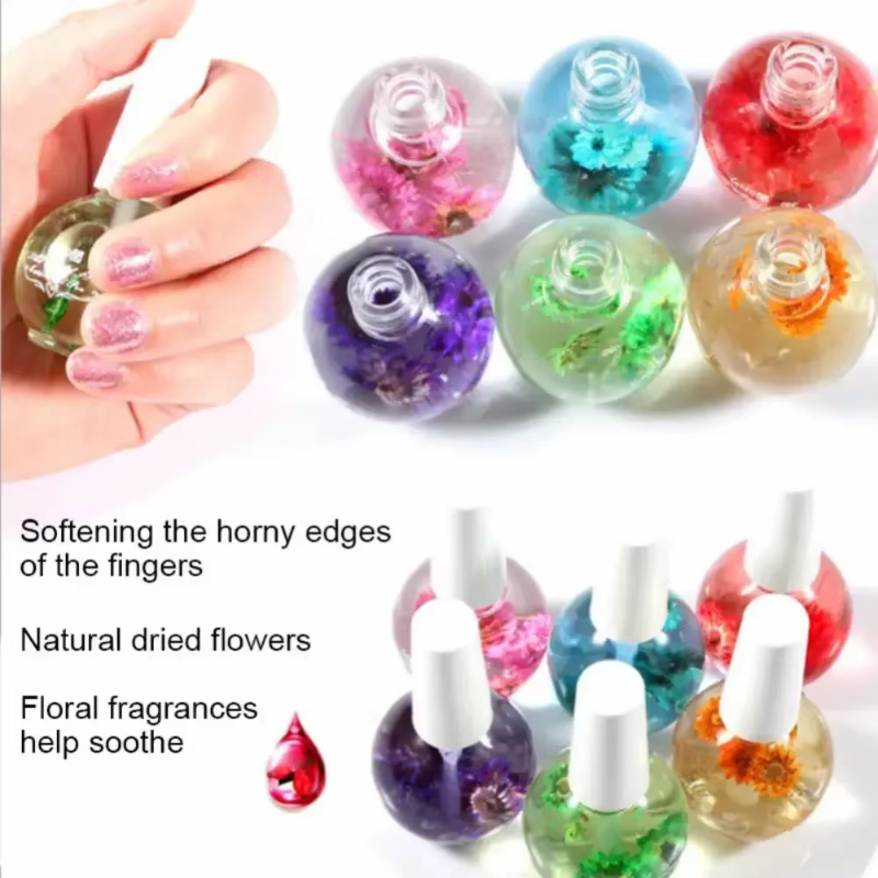 Moisturizing Dried Nutrient Nail Cuticle Oil, 8 Flowers Nail Nutrition Oil, Nail Care Repair Damaged Liquid Art Tool