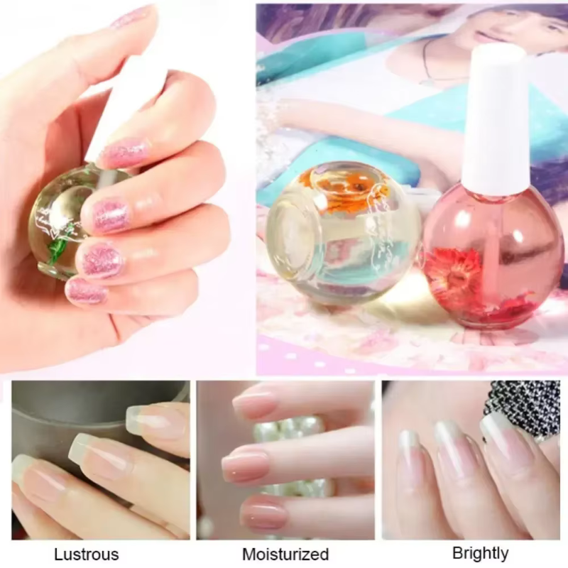 Moisturizing Dried Nutrient Nail Cuticle Oil, 8 Flowers Nail Nutrition Oil, Nail Care Repair Damaged Liquid Art Tool
