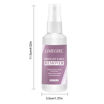 LIMEGIRL Nail Glue Remover for Press On, 60ML Non Acetone Nail Polish Remover, Easy Debonder for Press On Nails