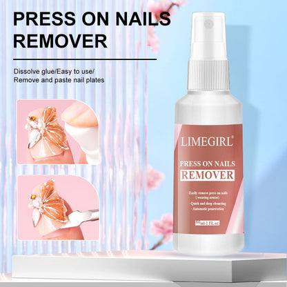 LIMEGIRL Nail Glue Remover for Press On, 60ML Non Acetone Nail Polish Remover, Easy Debonder for Press On Nails