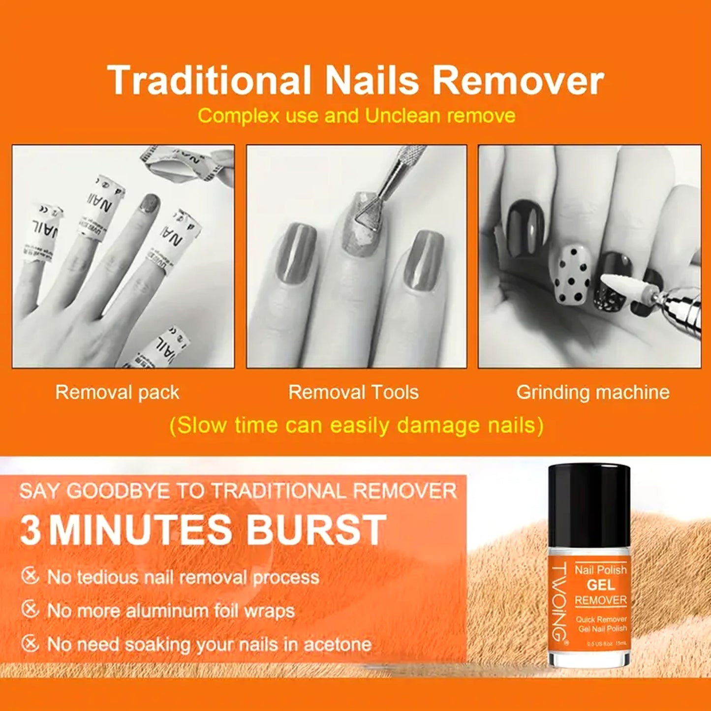 Nail Polish Gel Remover Set, Fast Quick Remover Polish, With Gel Nail Polish Remover, Nail Latex Tape for Nail Salon