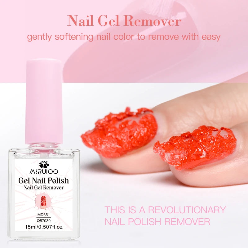 15ml Nail Gel Remover in Glass Bottle, Just 3 to 5 Minutes Fast Nail Art Gel Removal Degreaser for Easy Manicure
