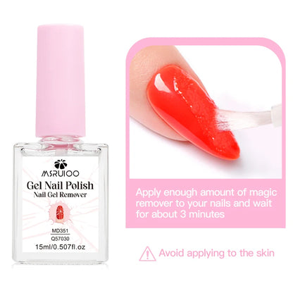 15ml Nail Gel Remover in Glass Bottle, Just 3 to 5 Minutes Fast Nail Art Gel Removal Degreaser for Easy Manicure