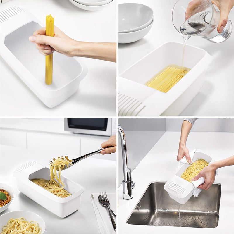 Eco-Friendly Microwave Pasta Cooker & Strainer, All-in-One Spaghetti & Vegetable Steamer, Dishwasher Safe Kitchen Acce