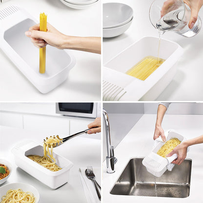 Eco-Friendly Microwave Pasta Cooker & Strainer, All-in-One Spaghetti & Vegetable Steamer, Dishwasher Safe Kitchen Acce