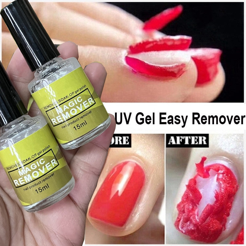 15ML Burst Gel Glue Soak Off Remover, Nail Polish Gel Magic Napkin Cleaner, Fast Manicure Semi Permanent Remover Varnish