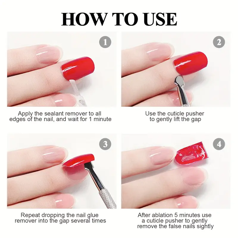 15ml 2 Pack Glue Remover Cleaner Liquid For False Nails UV Gel Polish Sticker And Decorations Easy  3
