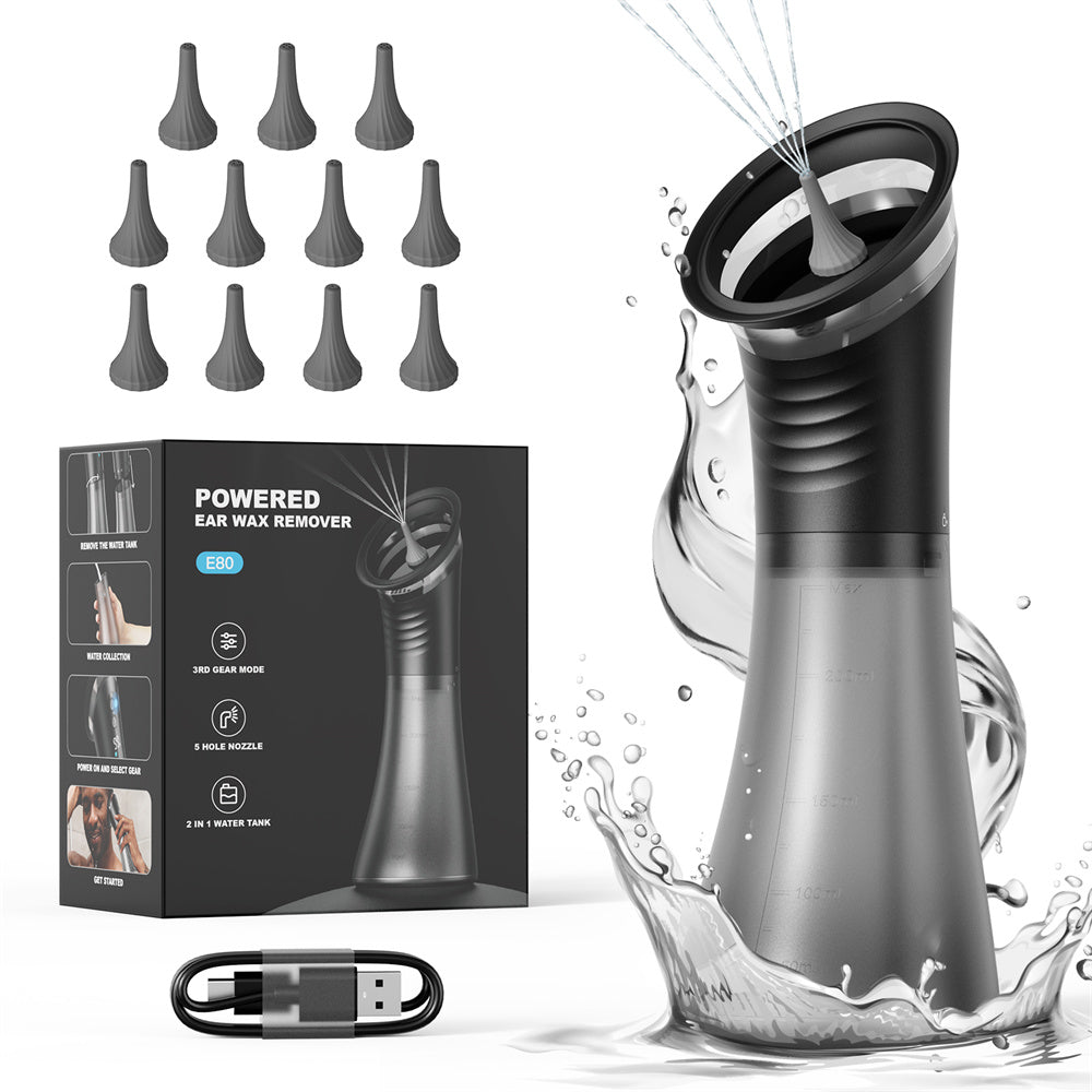 Professional Electric Ear Wax Removal System, Water Powered Irrigation Flusher with 3 Pressure Settings for Safe