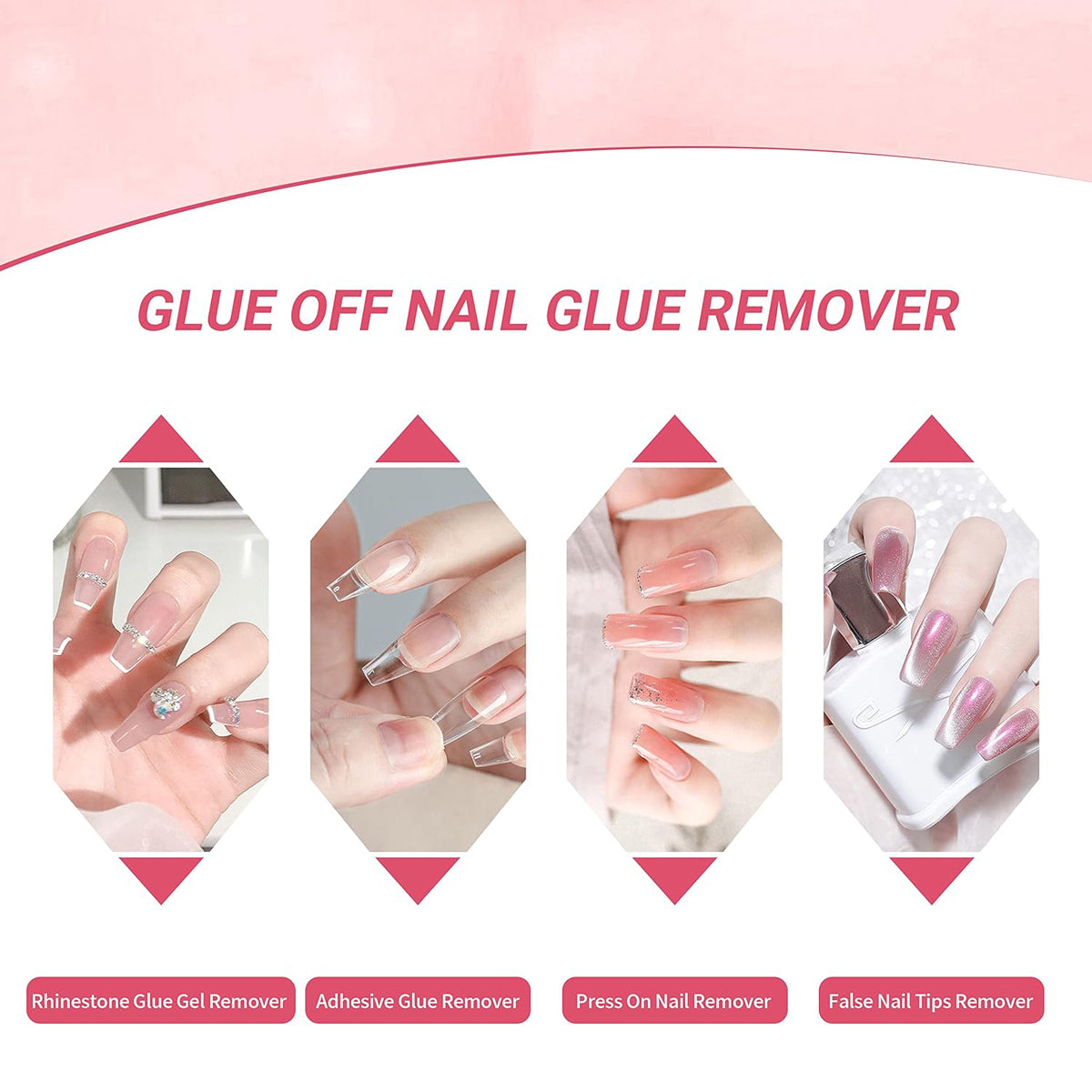 10ML Nail Glue Remover for Press on Nails, Glue Off Acrylic Fake Nail Tips, Debonder Adhesive Rhinestones Nail Polish
