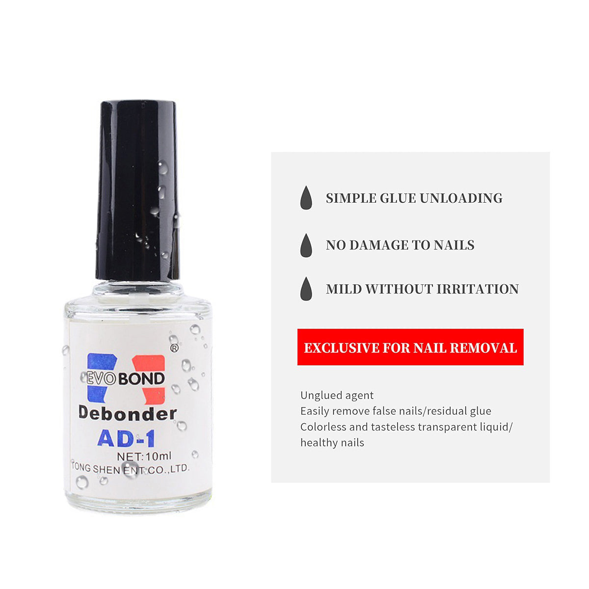 10ML Nail Glue Remover for Press on Nails, Glue Off Acrylic Fake Nail Tips, Debonder Adhesive Rhinestones Nail Polish