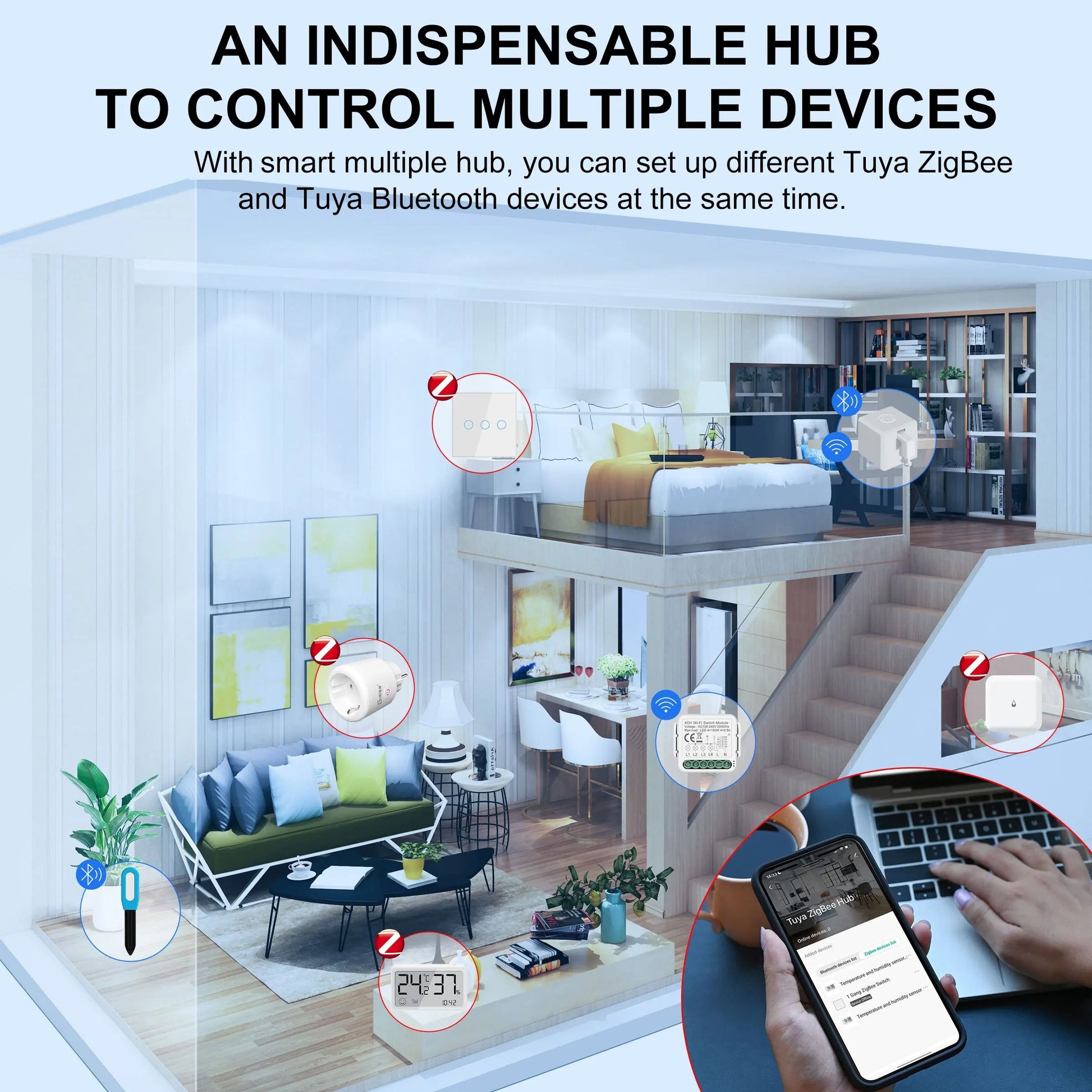 Tuya ZigBee 30 Gateway Hub With Antenna Smart Home Bridge Compatible With Alexa And Google Home 4