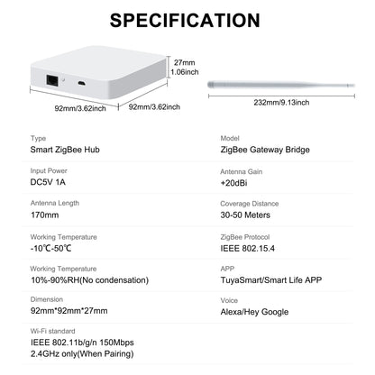 Tuya ZigBee 30 Gateway Hub With Antenna Smart Home Bridge Compatible With Alexa And Google Home 5