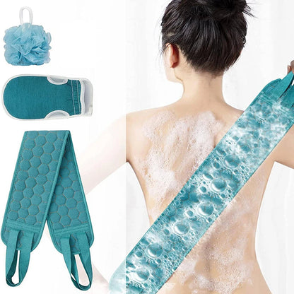 Premium Exfoliating Body Scrubber Set with Back Scrubber, Bath Glove, Shower Loofah Sponge for Gentle Skin Care