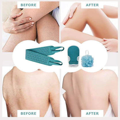 Premium Exfoliating Body Scrubber Set With Back Scrubber Bath Glove  Shower Loofah Sponge For Gentl 2