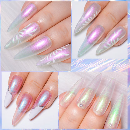 7ML Aurora Top Coat, Reflective Glitter Gel Nail Polish 6 Colors, Semi Permanent UV Gel Nail Art