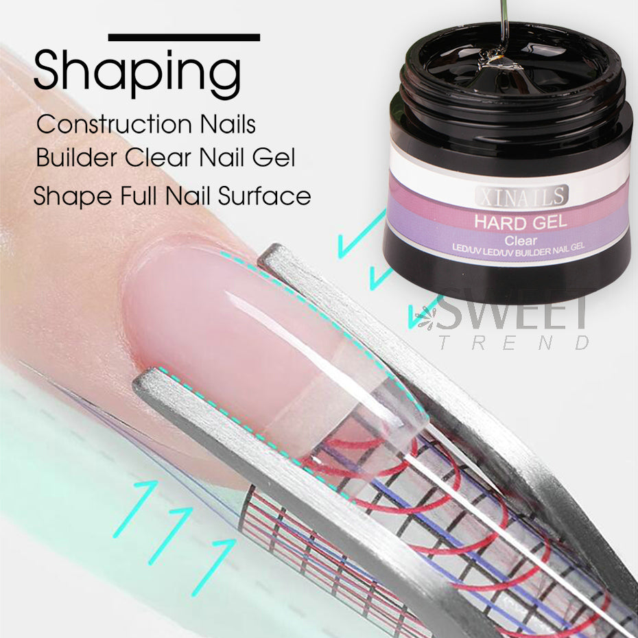 30g Reinforce Nail Glue Gel UV Finger Builder Tools, Thick Soak Off Hard Gel, No Wipe Top Coat for Nail Manicure