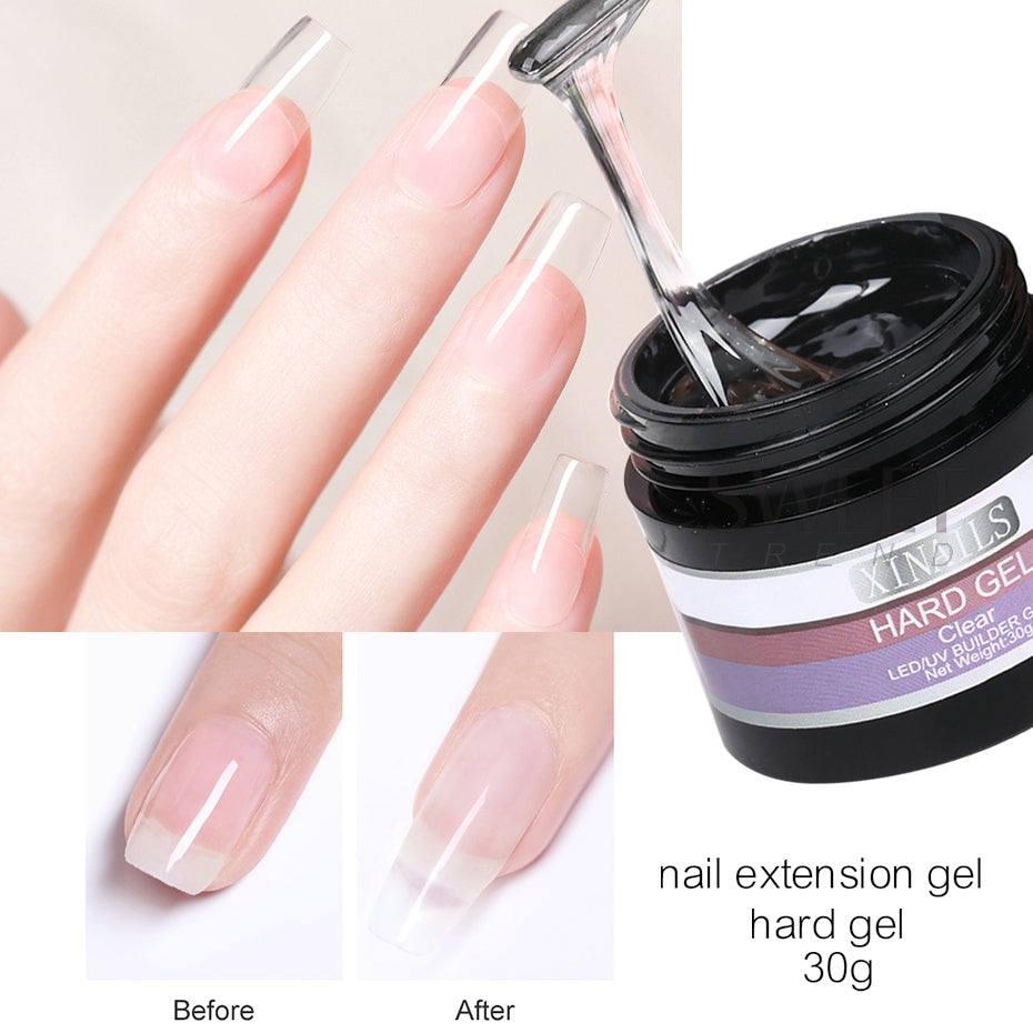30g Reinforce Nail Glue Gel UV Finger Builder Tools, Thick Soak Off Hard Gel, No Wipe Top Coat for Nail Manicure