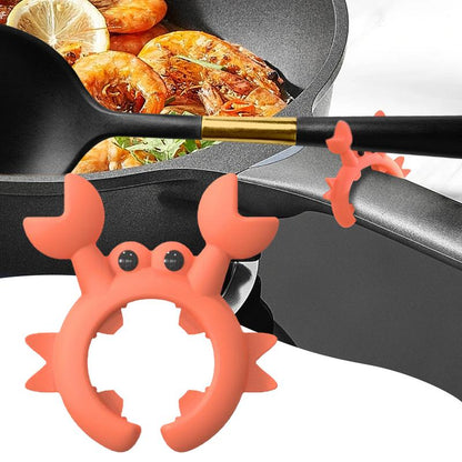 Crab Shaped Silicone Utensil Rest, Anti-Overflow Stove Top Spatula & Ladle Holder Kitchen Gadget