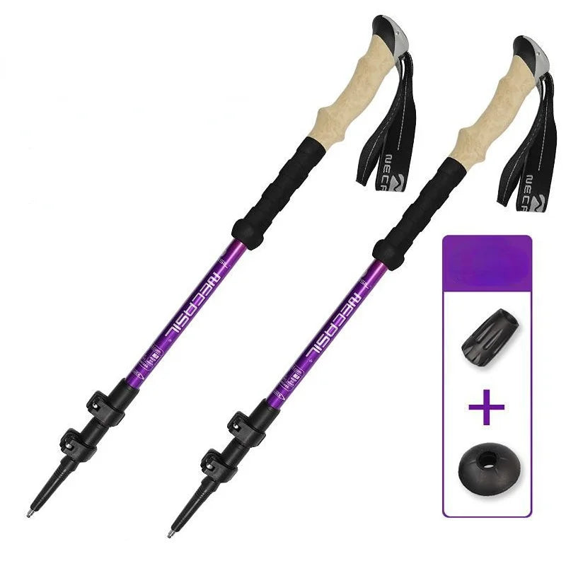 2PCS Trekking Poles Walking Sticks Alpenstock, Telescopic Ultralight Premium, Adjustable Quick Lock Hiking Cane
