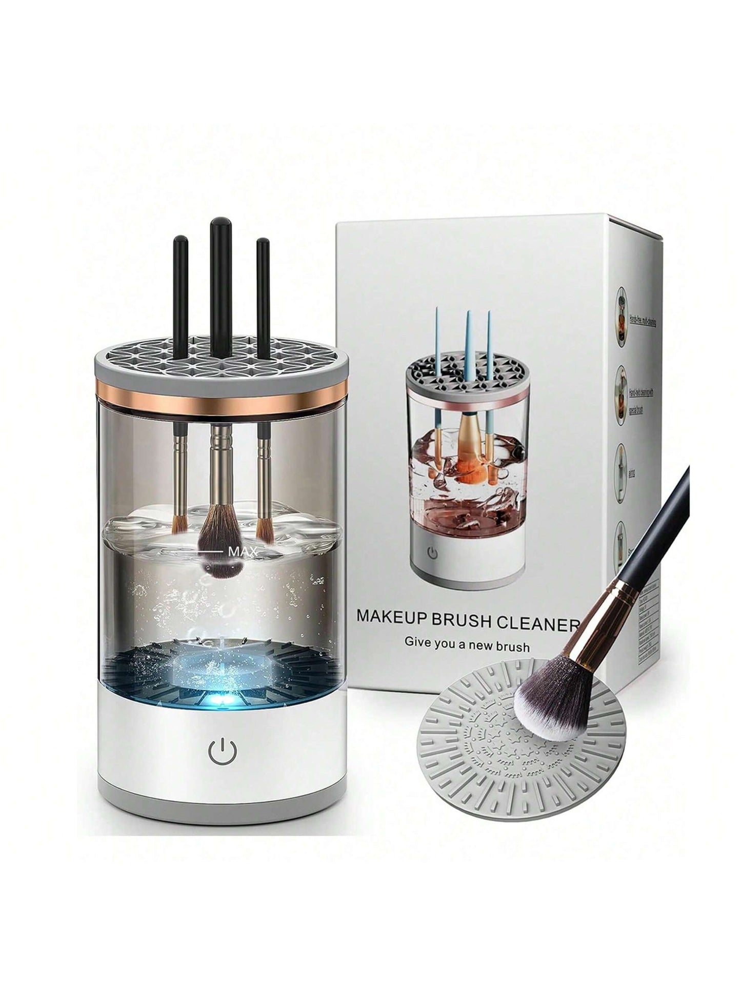 Professional Electric Makeup Brush Cleaner Machine, Fast, Automatic, Deep Cleaning for Cosmetic Brushes, Sponges