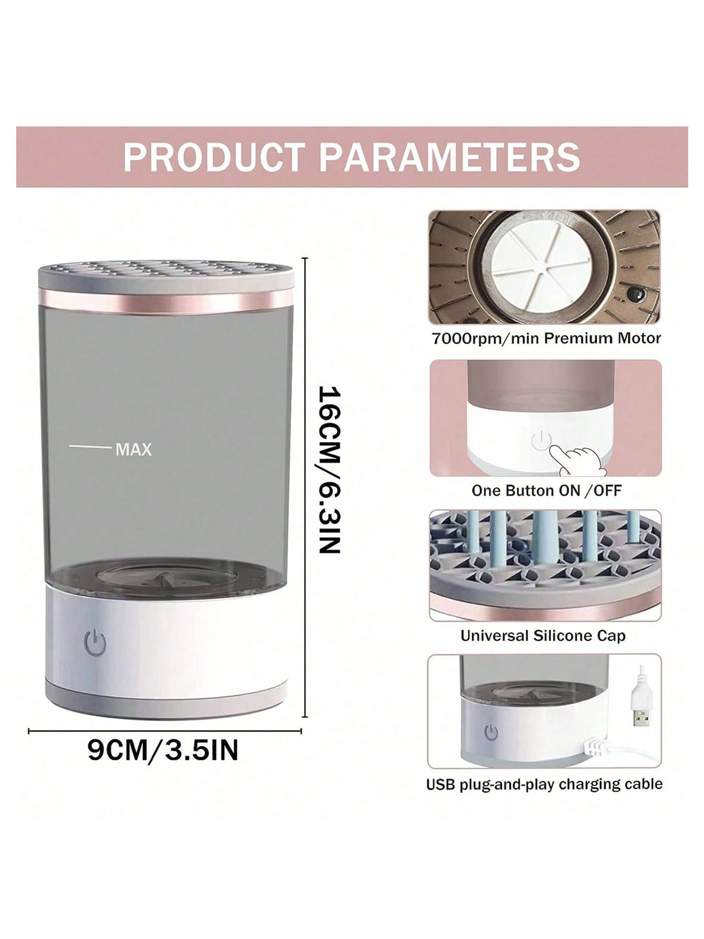 Professional Electric Makeup Brush Cleaner Machine, Fast, Automatic, Deep Cleaning for Cosmetic Brushes, Sponges