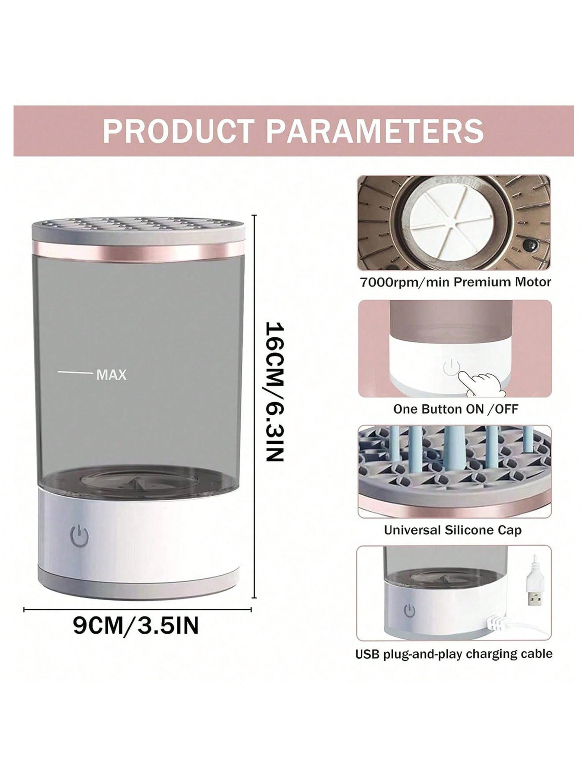Professional Electric Makeup Brush Cleaner Machine, Fast, Automatic, Deep Cleaning for Cosmetic Brushes, Sponges