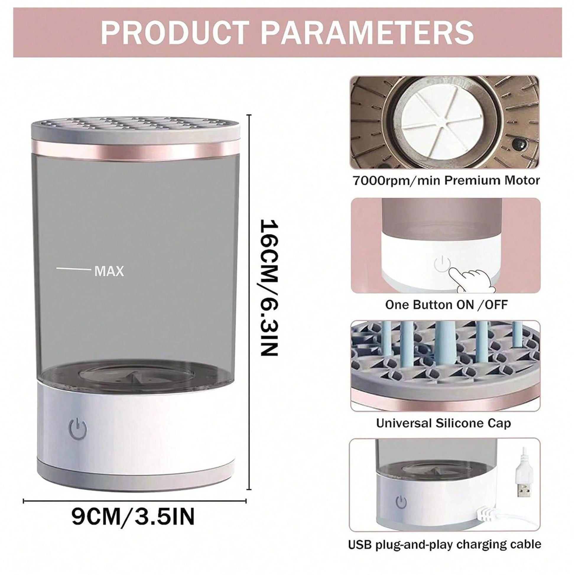 Professional Electric Makeup Brush Cleaner Machine, Fast, Automatic, Deep Cleaning for Cosmetic Brushes, Sponges