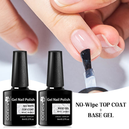 Base Top Coat Gel Polish Semi Permanent Soak Off UV Gel LED Nail Art Varnish, Durable Base Gel Top Coat Gel Varnish Man