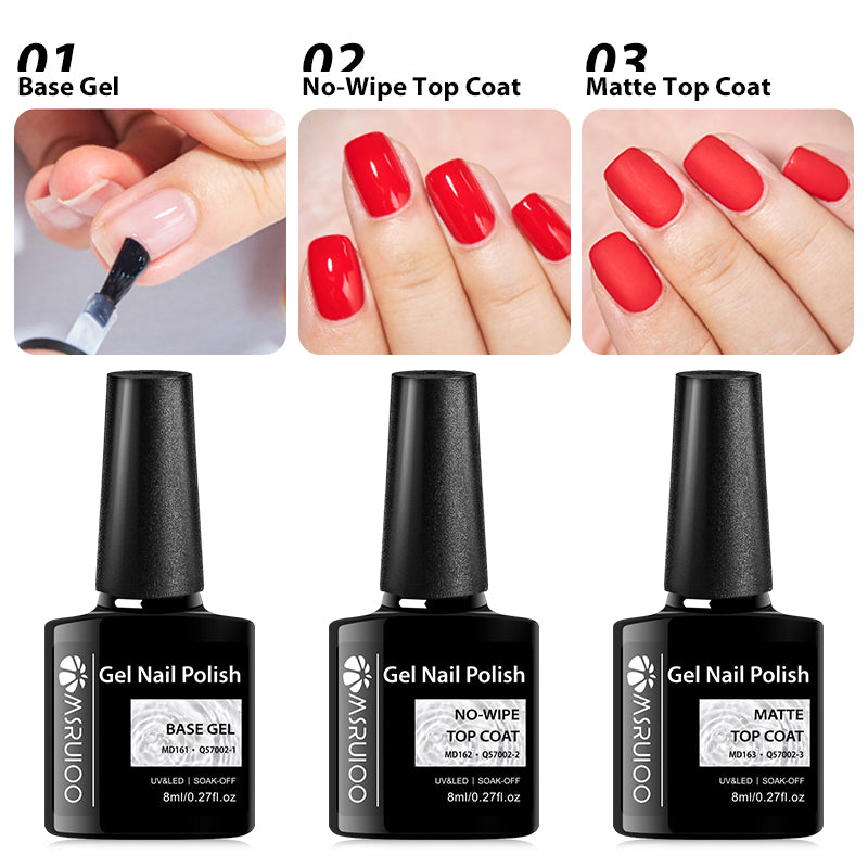 Base Top Coat Gel Polish Semi Permanent Soak Off UV Gel LED Nail Art Varnish, Durable Base Gel Top Coat Gel Varnish Man